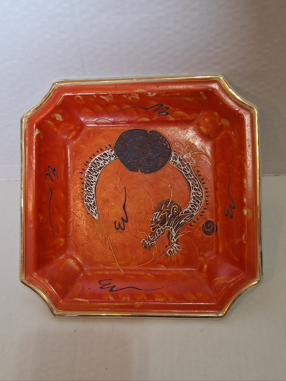 Moriage Dragonware Ash Tray Trinket Dish 8x8